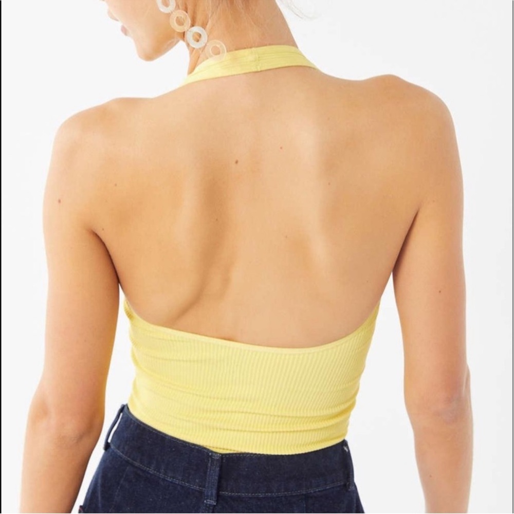 Urban outfitters out from under seamless halter ribbed sun yellow size S NWT - Picture 3 of 3